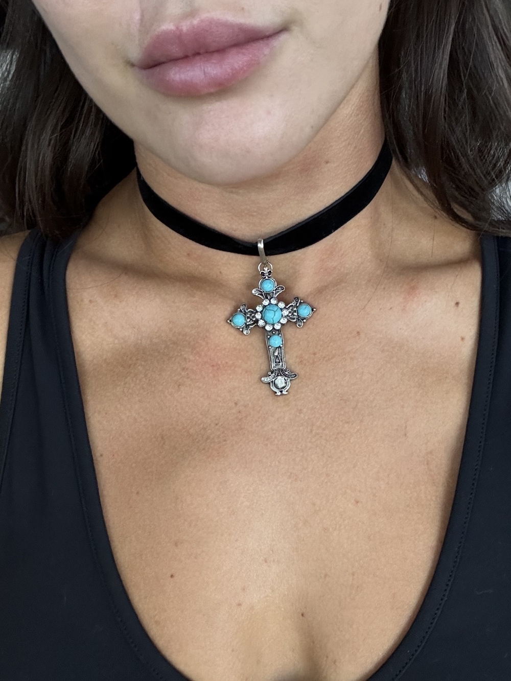 Cross Necklace Turquoise